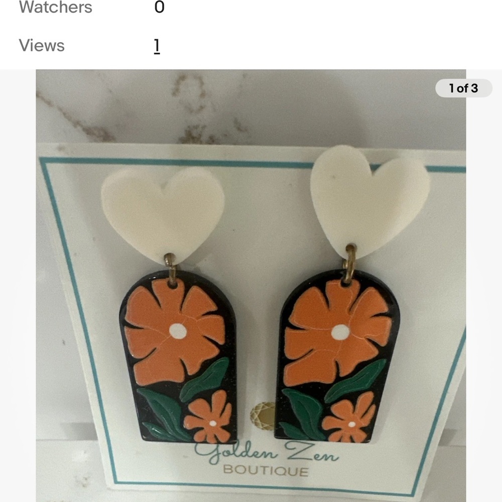Golden Zen Boutique Floral Earrings 2” Long